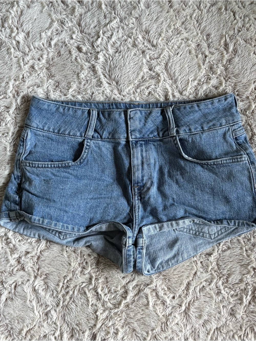 Forever 21 Light Blue Denim Cuffed Jean Shorts